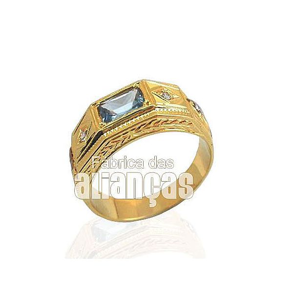 Anel De Formatura Masculino Em Ouro 18k - FA-016-Z - Fábrica das Alianças