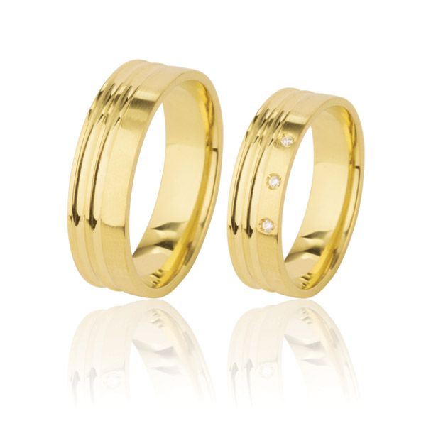 Par De Alianças De Ouro Amarelo 18k - FA-495-Z - Fábrica das Alianças