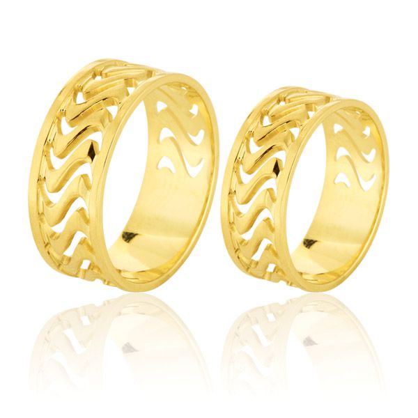 Alianças De Noivado e Casamento Em Ouro Amarelo 18k 0,750 Fa-582 - FA-582 - Fábrica das Alianças