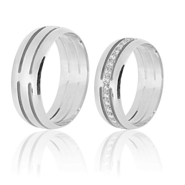 Aliança De Noivado e Casamento Em Ouro Branco 18k 0,750 Fa-608-b - FA-608-B - Fábrica das Alianças