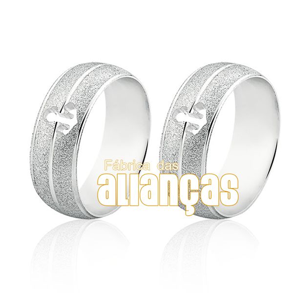 Alianças em Prata com Âncora - FA-AG-5006 - Fábrica das Alianças