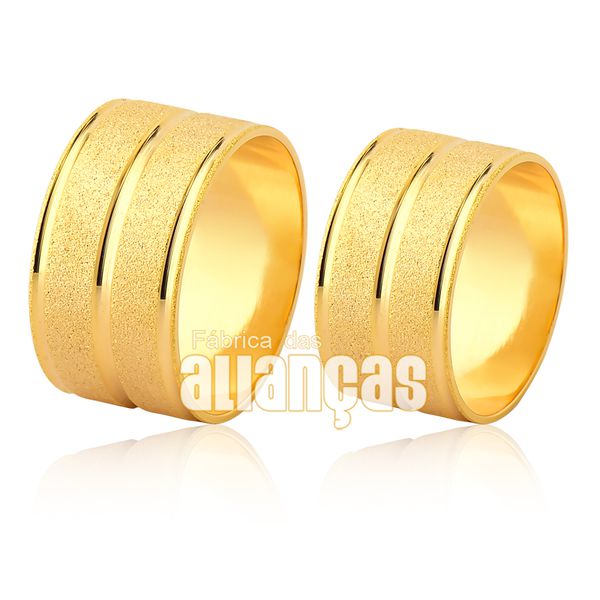 Par De Alianças Largas De Ouro 18k - FA-1158 - Fábrica das Alianças