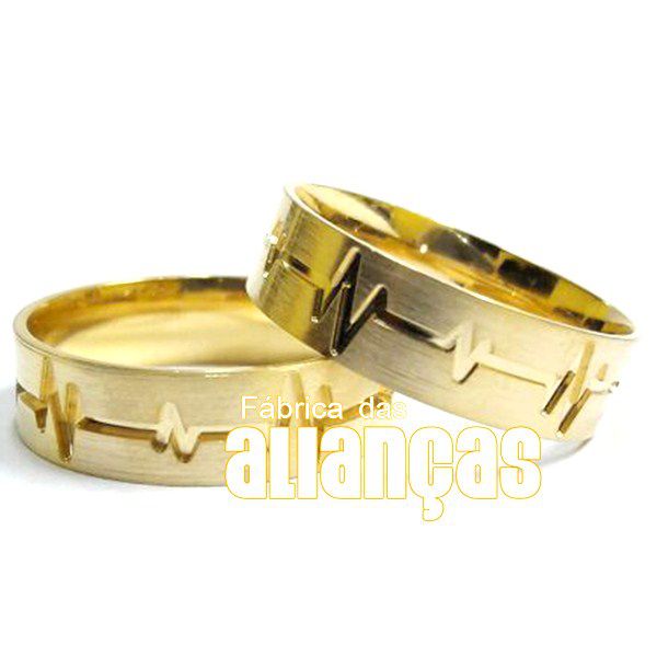 Alianças De Noivado e Casamento Em Ouro Amarelo 18k - FA-1021 - Fábrica das Alianças