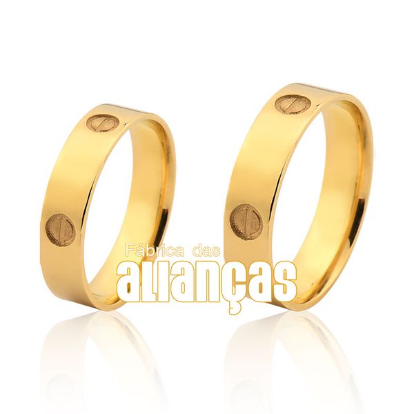 Alianças De Noivado e Casamento Em Ouro Amarelo 18k 0,750 Fa-1032 - FA-1032 - Fábrica das Alianças