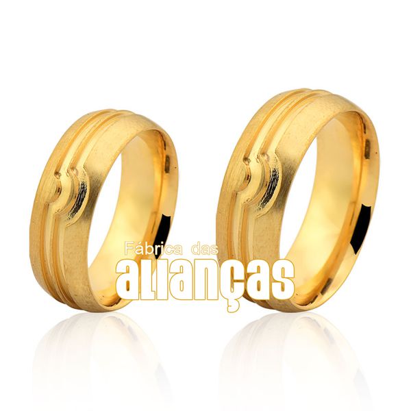 Alianças De Noivado e Casamento Em Ouro Amarelo 18k 0,750 Fa-1033 - FA-1033 - Fábrica das Alianças