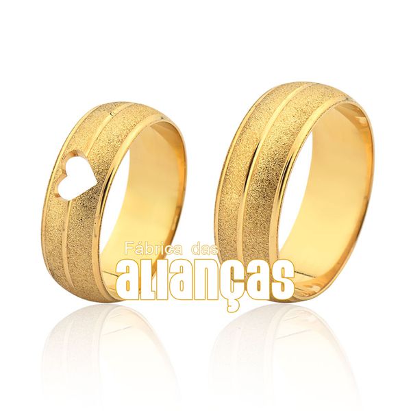 Alianças De Noivado e Casamento Em Ouro Amarelo 18k 0,750 Fa-1035 - FA-1035 - Fábrica das Alianças