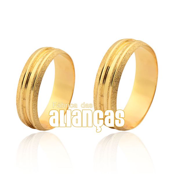 Alianças De Noivado e Casamento Em Ouro Amarelo 18k - FA-1125 - Fábrica das Alianças