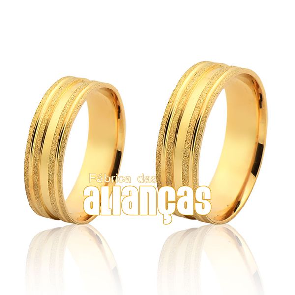 Alianças De Noivado e Casamento Em Ouro Amarelo 18k Baratas - FA-1126 - Fábrica das Alianças