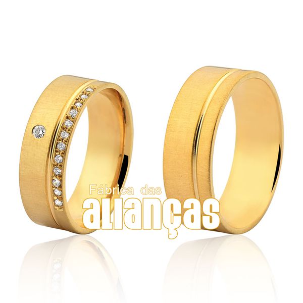 Par De Alianças De Ouro Amarelo 18k - FA-1127-Z - Fábrica das Alianças