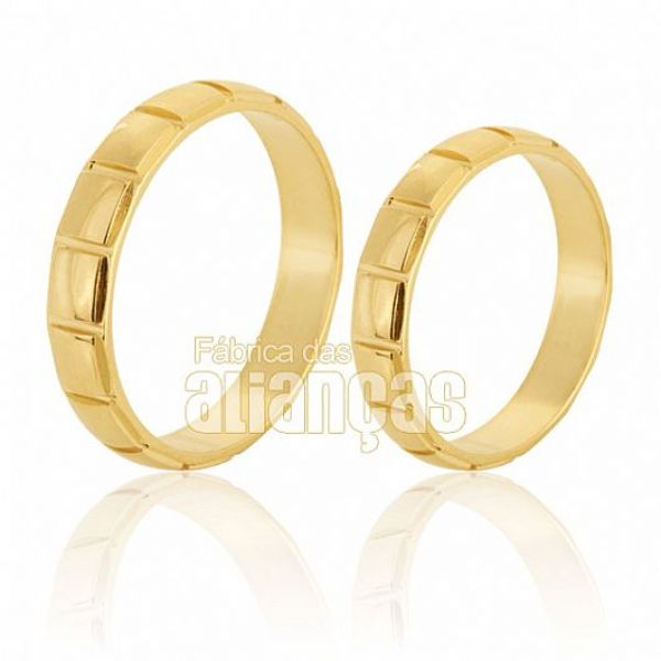 Alianças De Noivado e Casamento Em Ouro Amarelo 18k 0,750 Fa-216 - FA-216 - Fábrica das Alianças