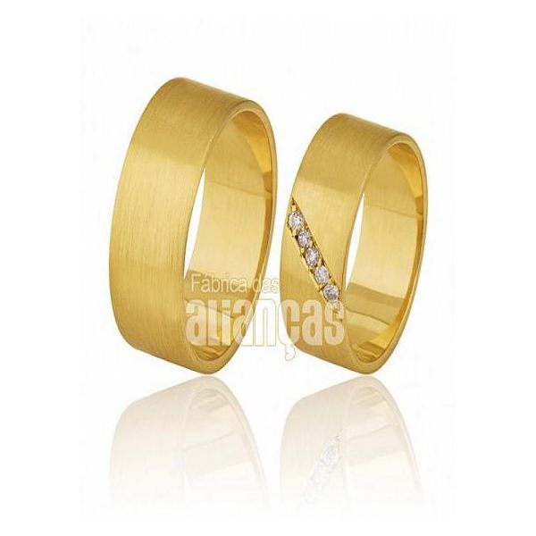 Par De Alianças De Ouro Amarelo 18k