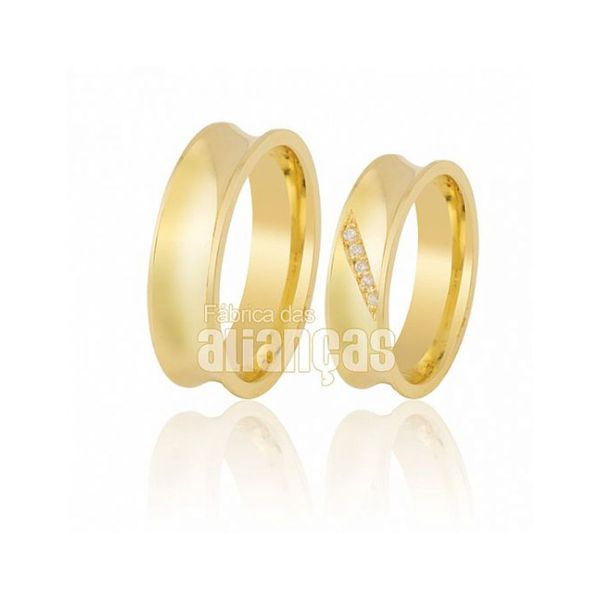 Alianças De Noivado e Casamento Em Ouro Amarelo 18k 0,750 Fa-408 - FA-408 - Fábrica das Alianças