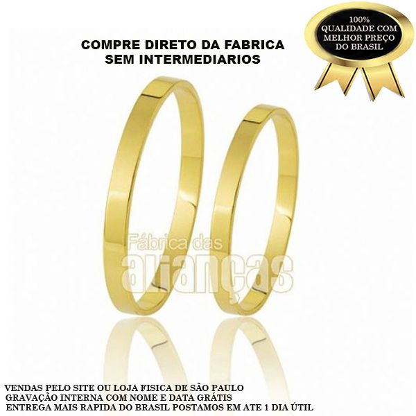 Alianças Retas De Ouro 18k - FA-45 - Fábrica das Alianças