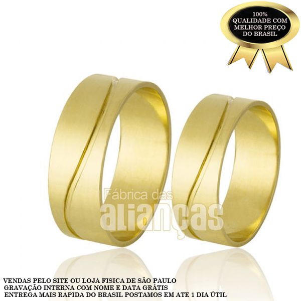 Aliança de Ouro 18k com Friso - FA-723 - Fábrica das Alianças