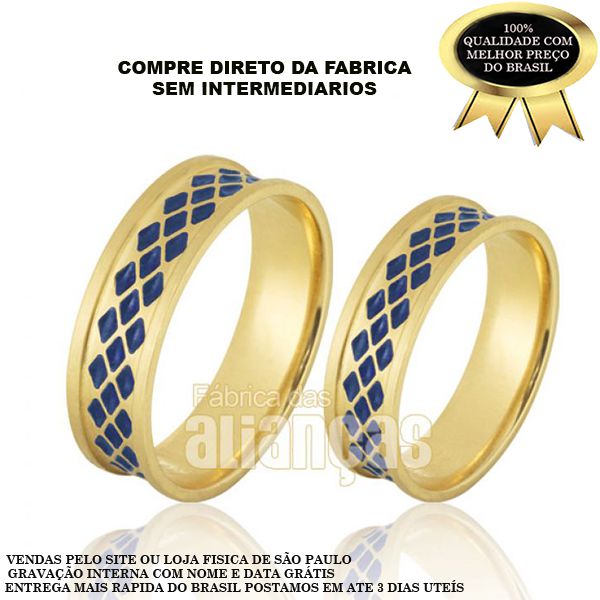 Alianças De Noivado e Casamento Em Ouro Amarelo 18k 0,750 Fa-758