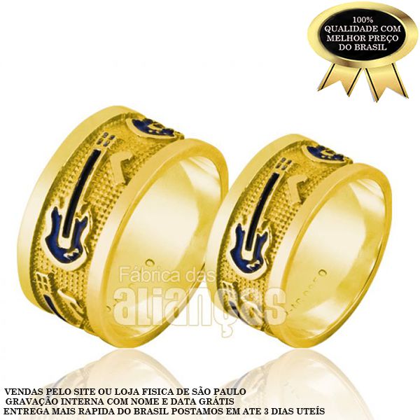 Alianças De Noivado e Casamento Em Ouro Amarelo 18k 0,750 Fa-867 - FA-867 - Fábrica das Alianças