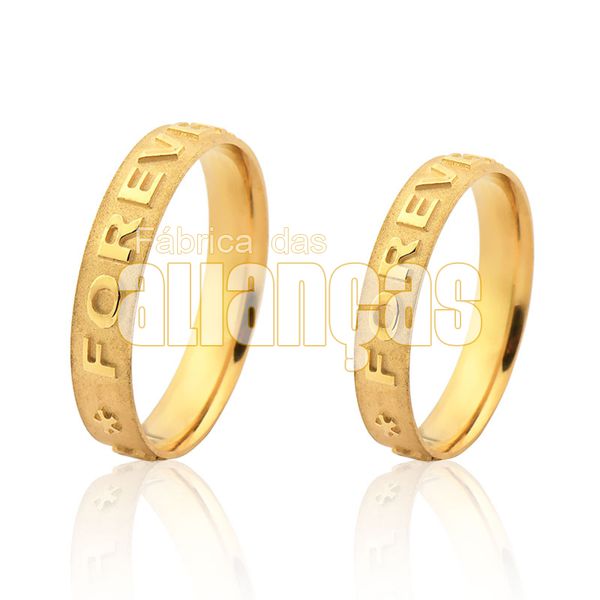 Alianças De Noivado e Casamento Em Ouro Amarelo 18k 0,750 Fa-1034 - FA-1034 - Fábrica das Alianças