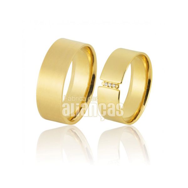 Alianças De Ouro Amarelo 18k + Frete Grátis - FA-890-Z - Fábrica das Alianças