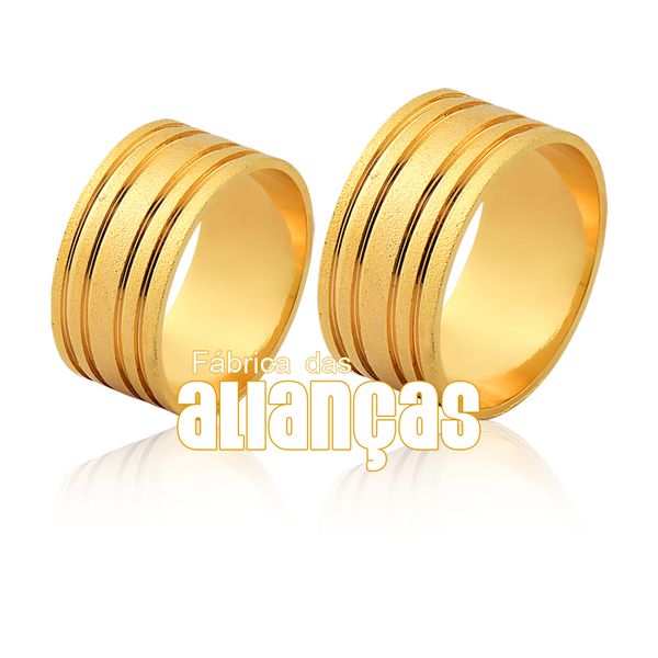 Alianças De Noivado e Casamento Em Ouro Amarelo 18k 0,750 Fa-1152 - FA-1152 - Fábrica das Alianças