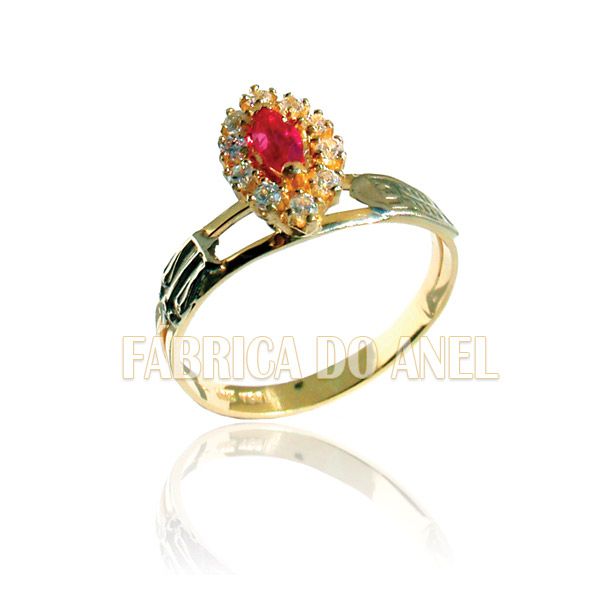 Anel De Formatura Feminino Em Ouro Amarelo 18k 0,750 - FA-118-Z - Fábrica das Alianças