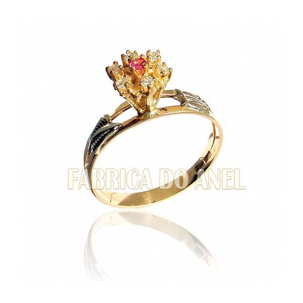 Anel De Formatura Feminino Em Ouro Amarelo 18k 0,750