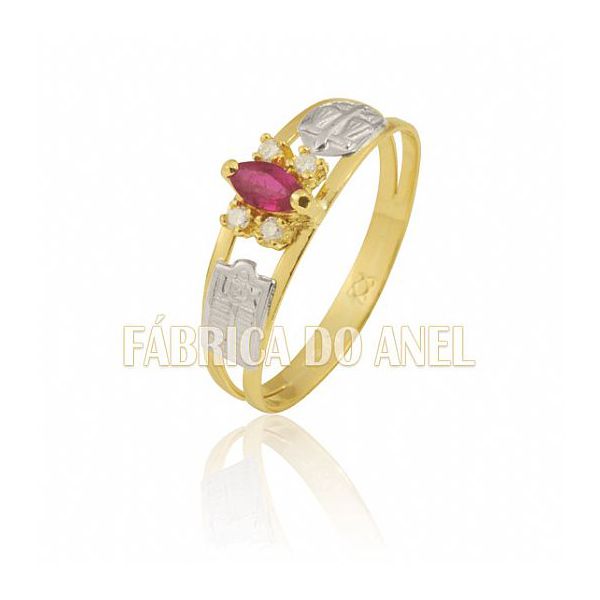 Anel De Formatura Feminino Em Ouro Amarelo 18k 0,750 Fa-172-z - FA-172-Z - Fábrica das Alianças