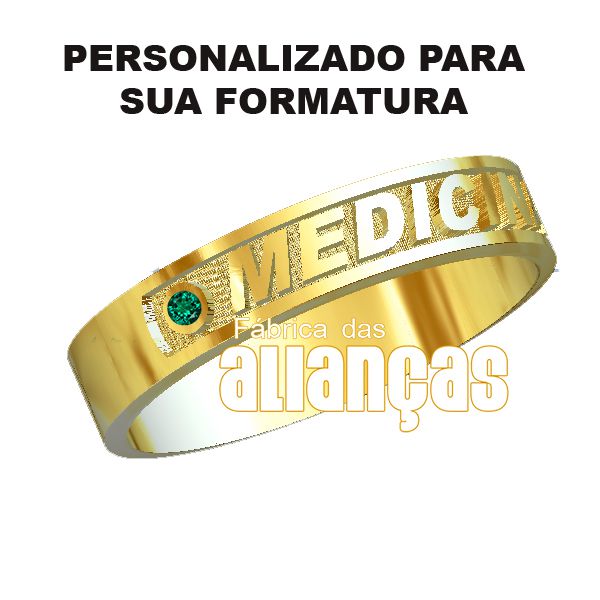 Anel De Formatura De Medicina Em Ouro Amarelo 18k 0,750 Fa-1000-n - FA-1000-N - Fábrica das Alianças