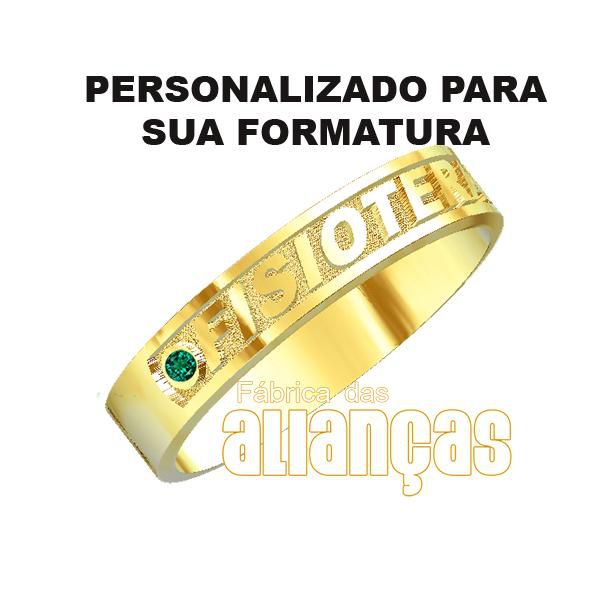 Anel De Formatura De Fisioterapia Em Ouro Amarelo 18k 0,750 Fa-1003-n - FA-1003-N - Fábrica das Alianças