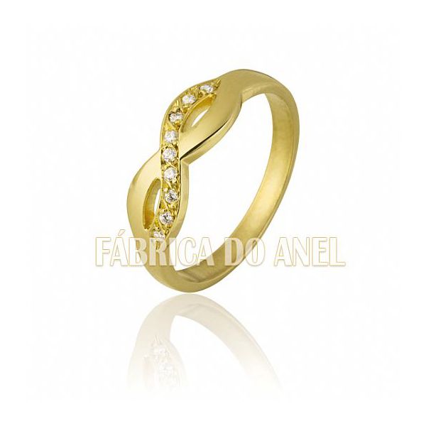 Anel Feminino Infinito Em Ouro Amarelo 18k 0,750 An-104