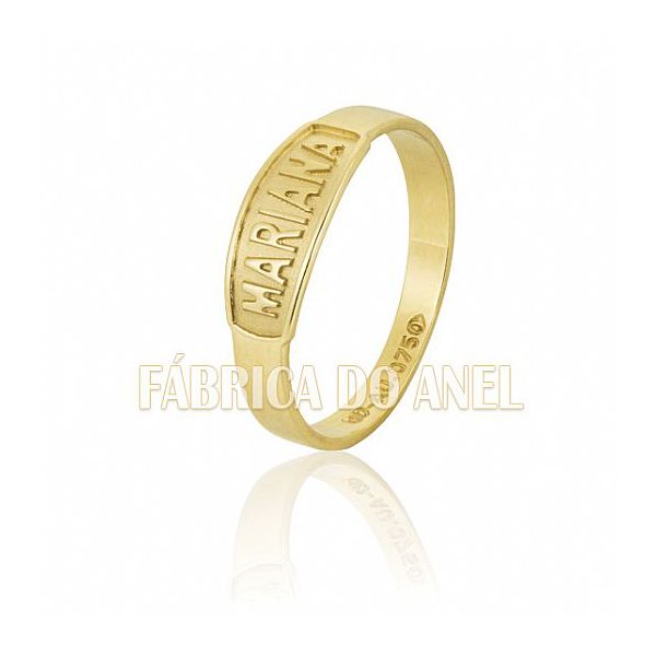 Anel Feminino Nome Em Ouro Amarelo 18k 0,750 An-108