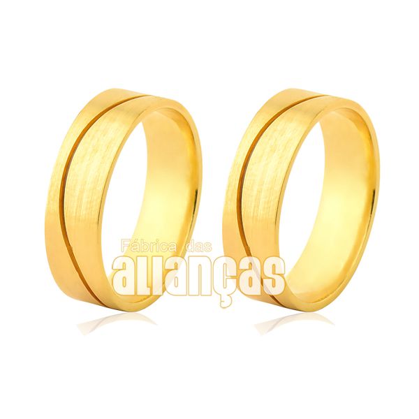 Alianças De Ouro 18k Estilizadas - FA-1062 - Fábrica das Alianças