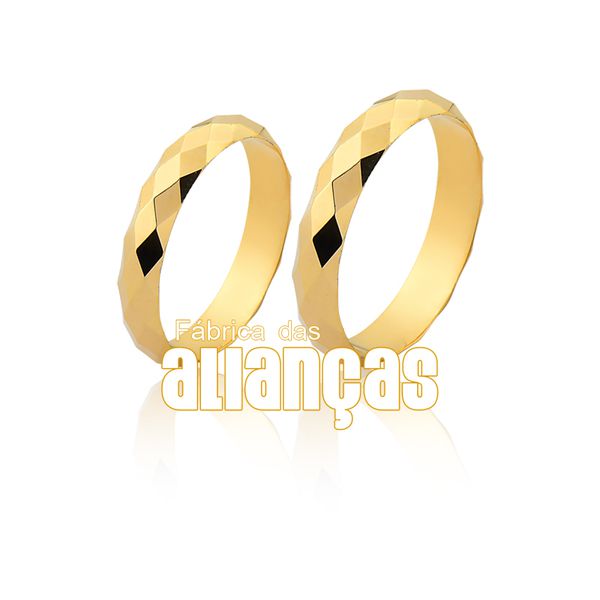 Alianças de Ouro 18k Facetada