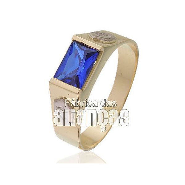 Anel De Formatura Masculino Em Ouro Amarelo 18k