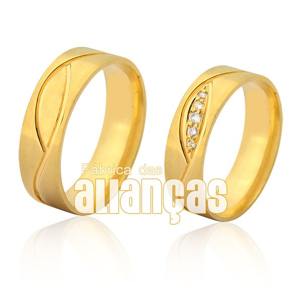 Par De Alianças De Ouro Amarelo 18k