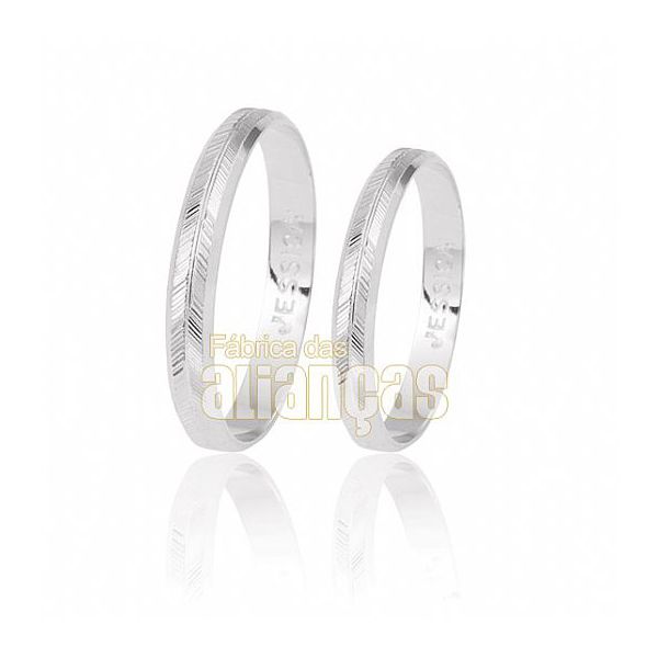 Alianças De Noivado e Casamento Em Ouro Branco 18k 0,750 Fa-187-b - FA-187-B - Fábrica das Alianças