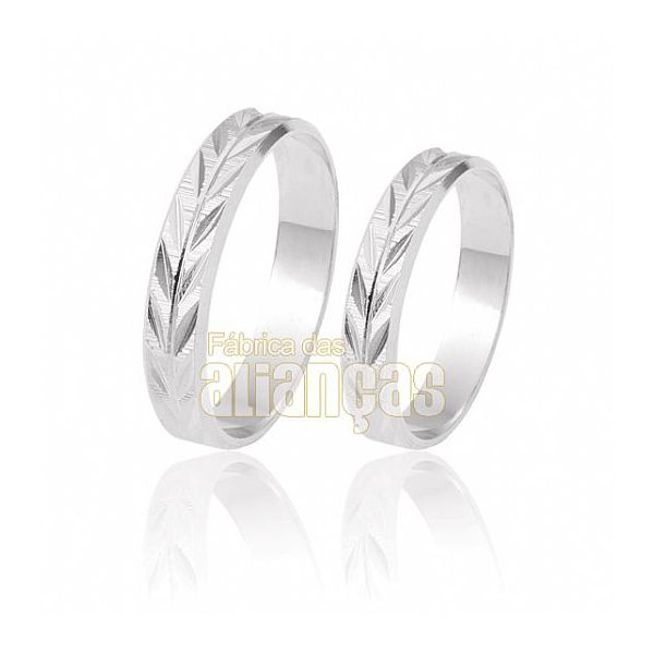 Alianças De Noivado e Casamento Em Ouro Branco 18k 0,750 Fa-188-b - FA-188-B - Fábrica das Alianças