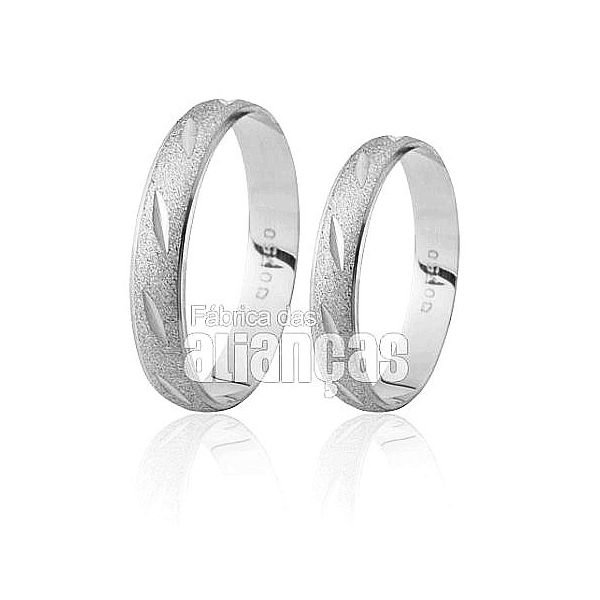 Alianças De Noivado e Casamento Em Ouro Branco 18k 0,750 Fa-191-b - FA-191-B - Fábrica das Alianças