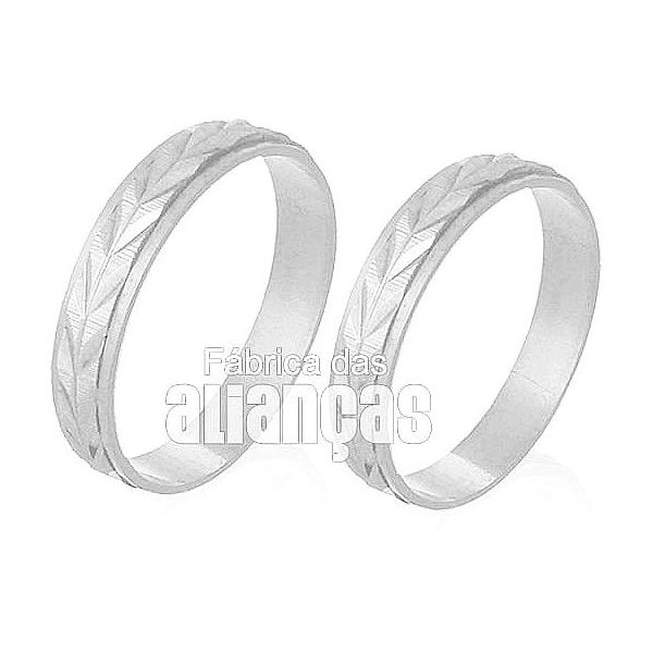 Alianças para Bodas de Prata em Ouro Branco18k - FA-228-B - Fábrica das Alianças