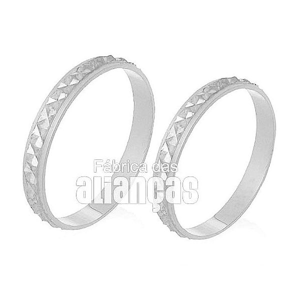 Alianças De Noivado e Casamento Em Ouro Branco 18k 0,750 Fa-234-b - FA-234-B - Fábrica das Alianças