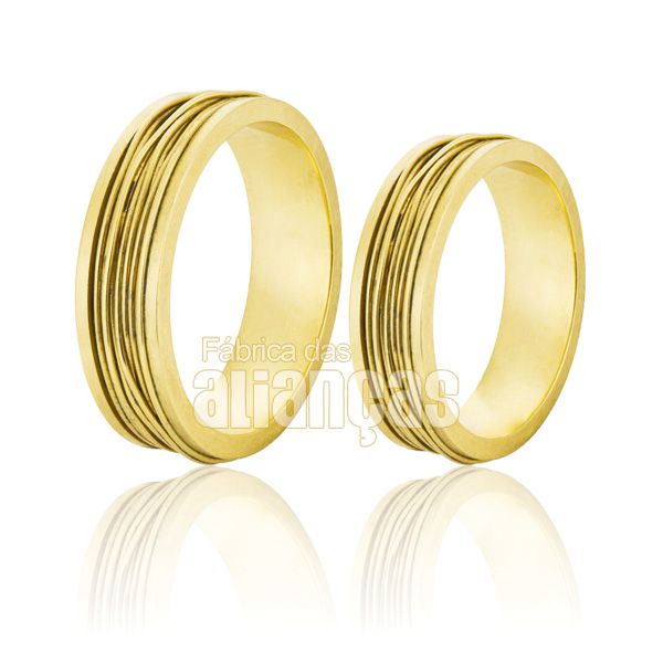 Alianças De Noivado e Casamento Em Ouro Amarelo 18k 0,750 Fa-270 - FA-270 - Fábrica das Alianças