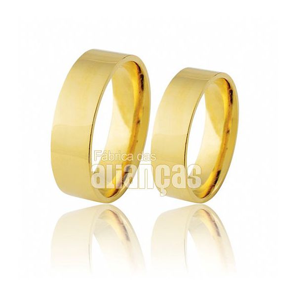 Alianças de Noivado e Casamento em Ouro Amarelo 18k 0,750 - FA-280 - Fábrica das Alianças