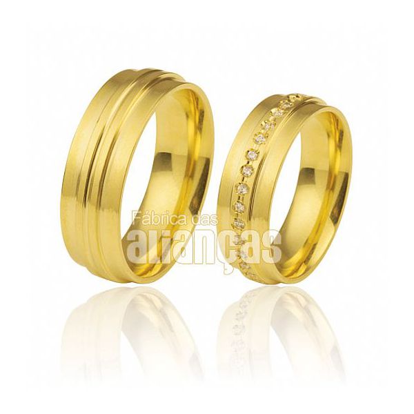 Par De Alianças De Ouro Amarelo 18k