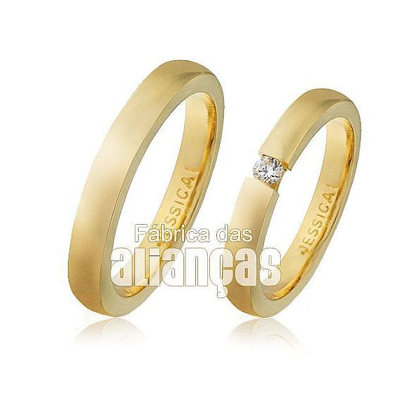 Alianças Anatômicas De Noivado Ouro 18k Com Diamantes - FA-336 - Fábrica das Alianças