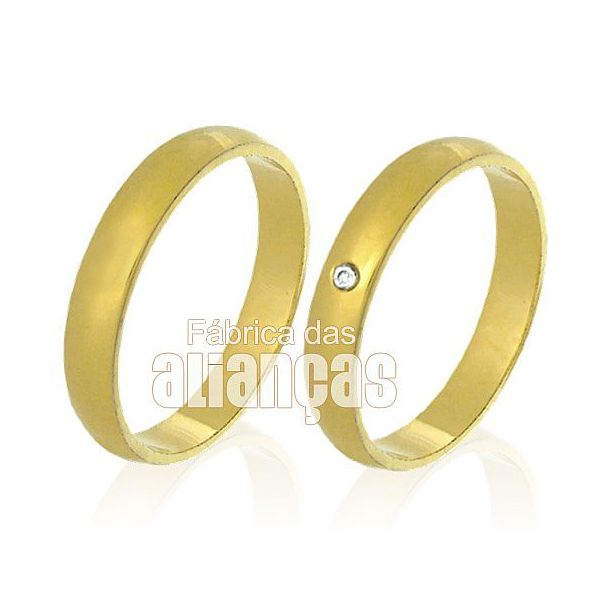 Alianças De Noivado e Casamento Em Ouro Amarelo 18k 0,750 Fa-338