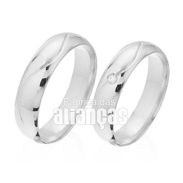 Alianças De Casamento Ouro 18k Branco Com Diamantes