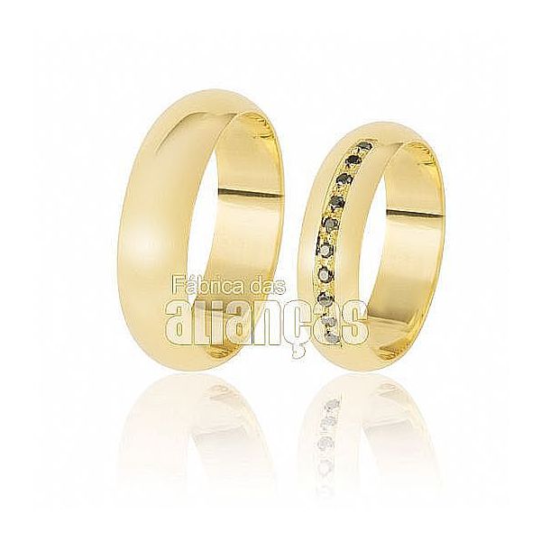 Par De Alianças De Ouro Amarelo 18k - FA-353-Z - Fábrica das Alianças