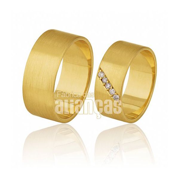 Alianças De Noivado e Casamento Em Ouro Amarelo 18k 0,750 Fa-378-15 - FA-378-15 - Fábrica das Alianças