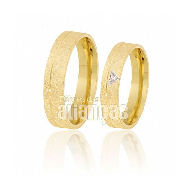 Alianças De Ouro 18k Com Diamantes - FA-386 - Fábrica das Alianças