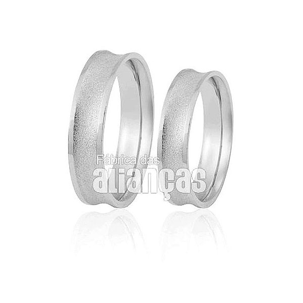 Aliança De Noivado e Casamento Em Ouro Branco 18k 0,750 Fa-404-b - FA-404-B - Fábrica das Alianças