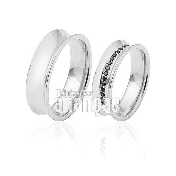 Alianças De Noivado e Casamento Em Ouro Branco 18k 0,750 Fa-417-b - FA-417-B - Fábrica das Alianças